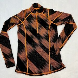 Reebok 1/4-Zip Pullover Athletic Jacket Orange/Black Performance Wear Large‌‌‌‌‌